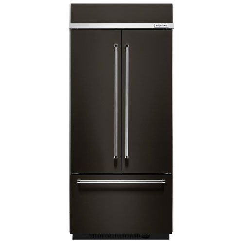 Réfrigérateur 2 portes encastrable 20,8 pi³ 37 po de KitchenAid - Acier inoxydable noir