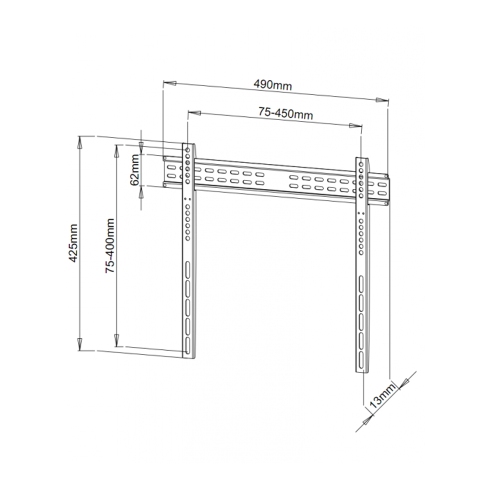 Techly 23" to 55" Ultra Slim Fixed LCD/LED TV Wall Mount - VESA up to 400x400 mm - Holds up to 60 kg - Includes bubble level - Black