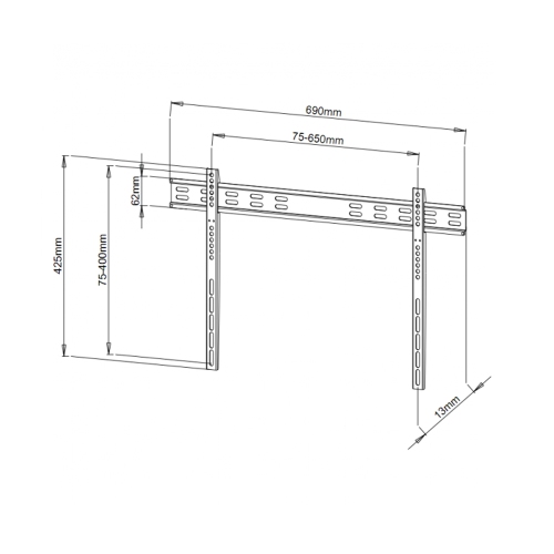 Techly 40' to 65" Ultra Slim Fixed LCD/LED TV Wall Mount - VESA up to 400x400 mm - Holds up to 60 kg - Includes bubble level - Black