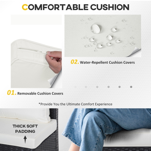 Outsunny – Ensemble de meubles de patio de 6 pièces avec coussin, sofa de patio modulaire en osier de résine de polyéthylène, avec table de rangement