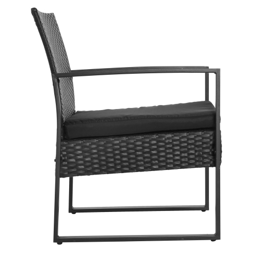 Outsunny 3 Pieces Wicker Patio Furniture Set, Rattan Bistro Set with Glass Top Coffee Table and Cushions, Outdoor Conversation Set for Garden, Porch,