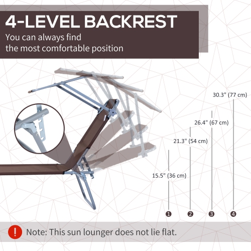Chaise longue extérieure Outsunny, chaise longue pliante réglable, chaise de bronzage avec pare-soleil pour plage, camping, randonnée, cour arrière,