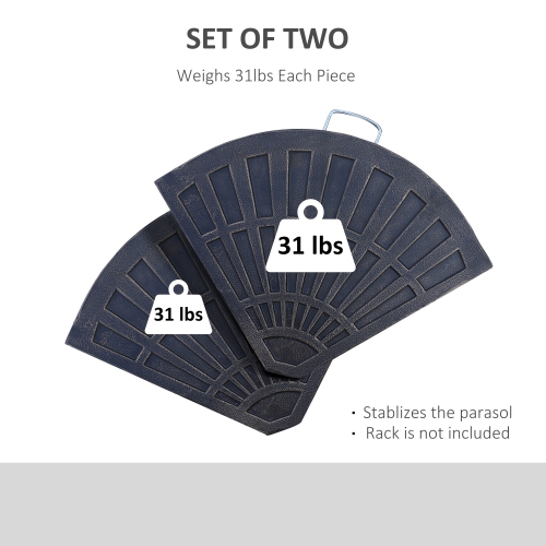 Outsunny 2pc Portable Umbrella Base Weights 61.6lbs Resin Flabelliform Garden Parasol Base Outdoor Patio Umbrella Stand Holder Weights, Bronze