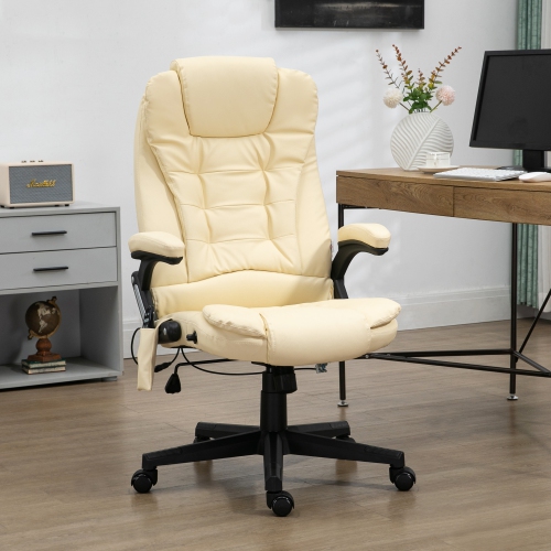 HOMCOM Adjustable Heated Ergonomic Massage Office Chair Swivel Vibrating High Back Faux Leather Executive Chair Office Furniture