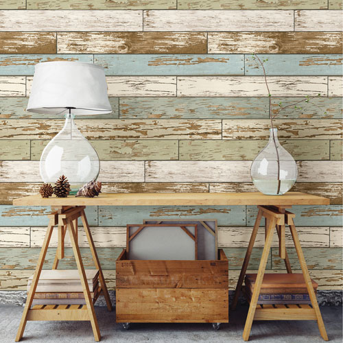 NuWallpaper Old Salem Vintage Wood Peel & Stick Wallpaper - Blue