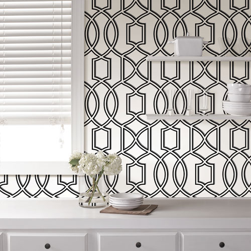 NuWallpaper Uptown Trellis Peel & Stick Wallpaper - Black/White