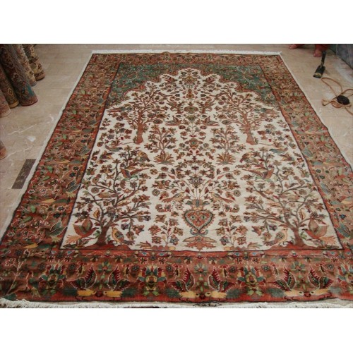 AHMEDANI  Exclusive Area Rug Tree Of Life Peace Birds Rectangle Hand Knotted Carpet Silk Wool (10.3 X 7.3)'