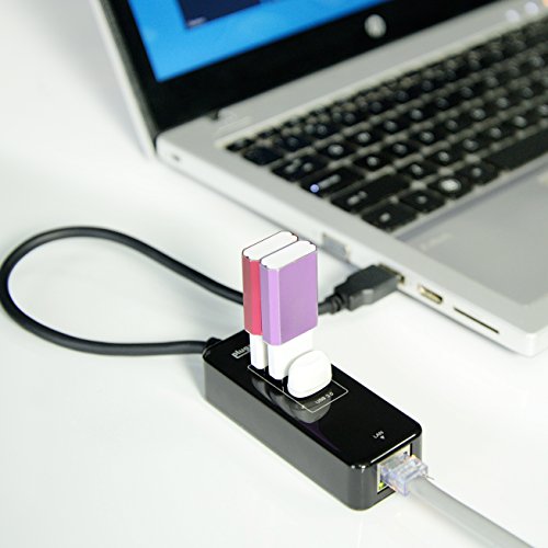 Plugable 3-Port USB 3.0 Portable Bus Powered Hub with Built-in 10/100/1000 Gigabit Ethernet LAN Network Adapter (ASIX AX88179