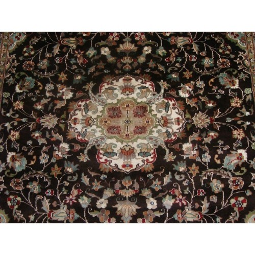 Rectangle Area Rug Chocolate Brown Floral Kashaan Hand Knotted Wool Silk Carpet'