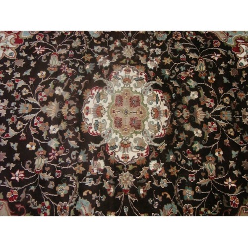 Rectangle Area Rug Chocolate Brown Floral Kashaan Hand Knotted Wool Silk Carpet'