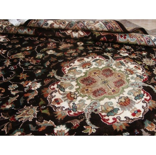 Rectangle Area Rug Chocolate Brown Floral Kashaan Hand Knotted Wool Silk Carpet'