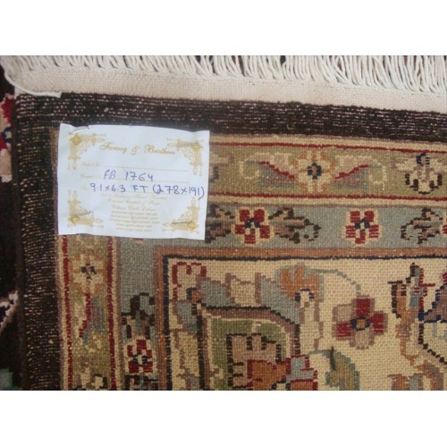 Rectangle Area Rug Chocolate Brown Floral Kashaan Hand Knotted Wool Silk Carpet'