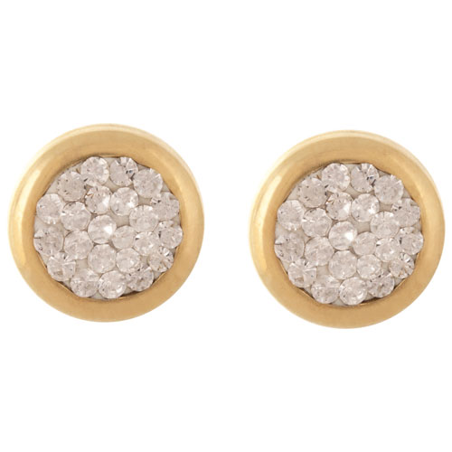 Stud Earrings in 10K Gold Bonded to Sterling Silver with Round Clear Crystal