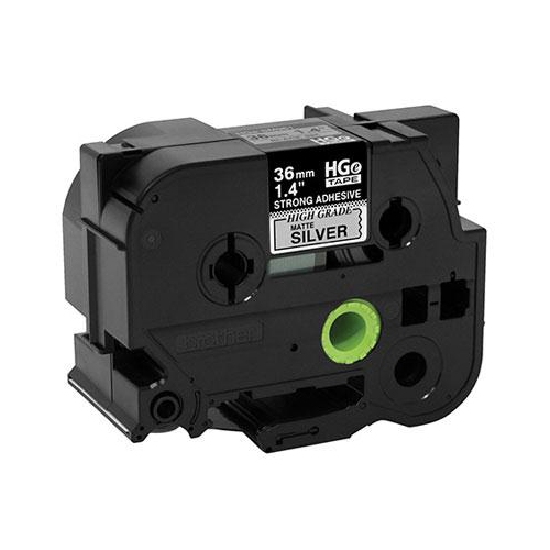 BROTHER  Hges9615Pk On Matte Silver Extra-Strength Adhesive Label Tape In Black