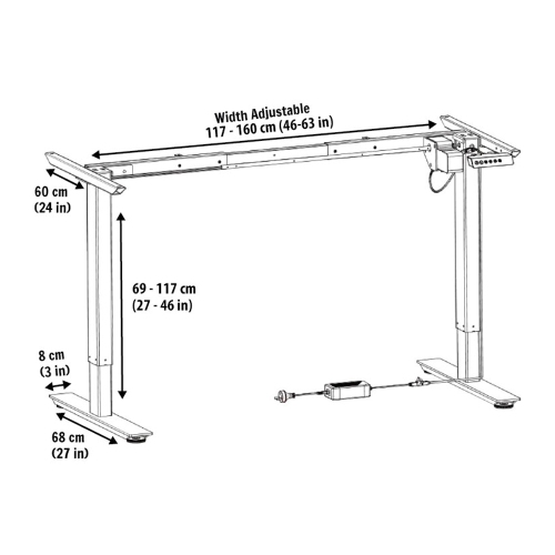 Single Motor Programmable Standing Desk - Grey