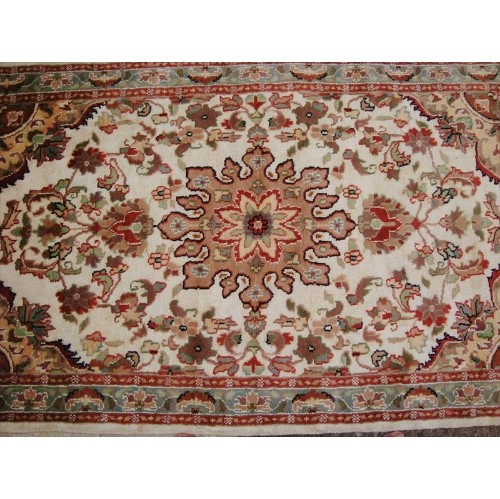 Rectangle Area Rug Ivory Medallion Flowers Hand Knotted Wool Silk Carpet'