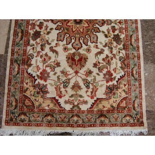 Rectangle Area Rug Ivory Medallion Flowers Hand Knotted Wool Silk Carpet'