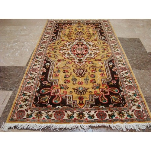 Ahmedani Exclusive Medallion Flowers Hand Knotted Wool Silk Carpet 5.7' x 3.1' Area Rug - Multi-Colour