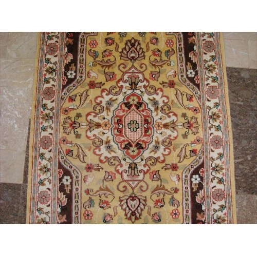Ahmedani Exclusive Medallion Flowers Hand Knotted Wool Silk Carpet 5.7' x 3.1' Area Rug - Multi-Colour
