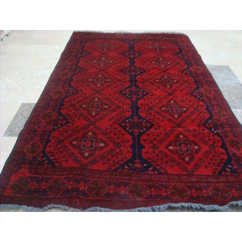 Exclusive Afghan Khal Muhamadi Dark Red Rectangle Area Rug Hand Knotted Wool Carpet'