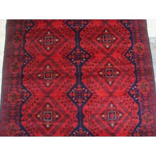 Exclusive Afghan Khal Muhamadi Dark Red Rectangle Area Rug Hand Knotted Wool Carpet'