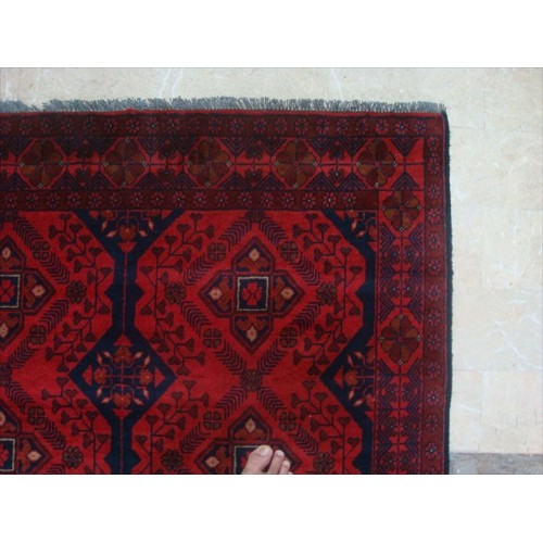Exclusive Afghan Khal Muhamadi Dark Red Rectangle Area Rug Hand Knotted Wool Carpet'