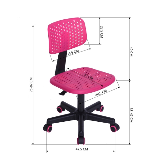 IWC Low Back Adjustable Task Chair Swivel Armless Study Chair - Pink