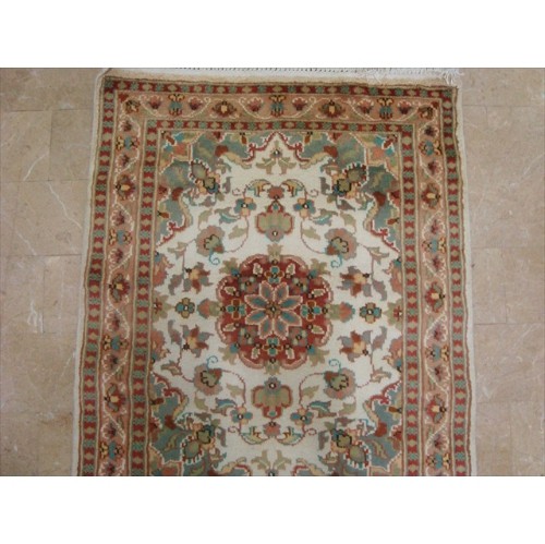 Ahmedani Gorgeous Ivory Floral Medallion Wool Silk Hand Knotted Soft Hall Way Rug 10.1' x 2.6' Hallway Runner - Multi-Colour