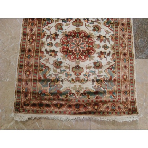 Ahmedani Gorgeous Ivory Floral Medallion Wool Silk Hand Knotted Soft Hall Way Rug 10.1' x 2.6' Hallway Runner - Multi-Colour