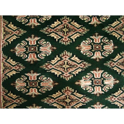 Exclusive Jaldar Green Ivory Touch Wool Hand Knotted Soft Runner Rug'
