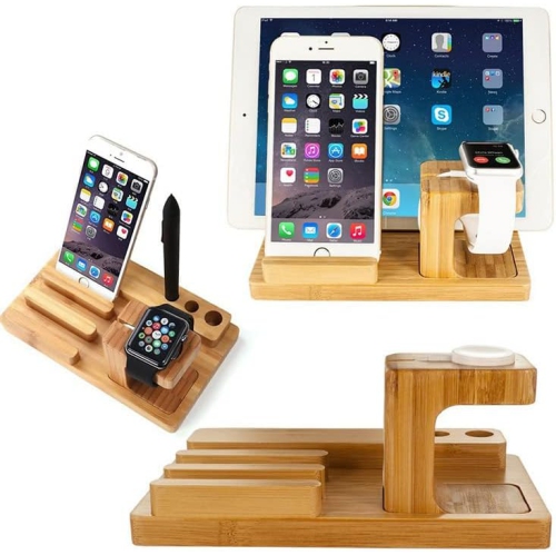 Wood Stand For Apple Watch iPhone iPad Charging Base IPS10