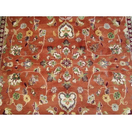 Ahmedani Exclusive Fire Flies Designed Copper Ivory Wool Silk Hand Knotted Carpet 9.7' x 6.1' Area Rug - Copper/Ivory