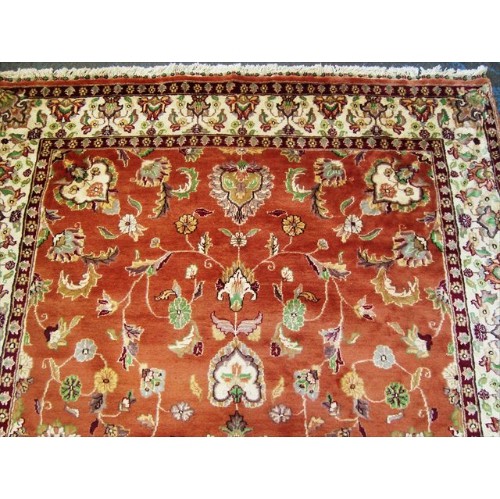 Ahmedani Exclusive Fire Flies Designed Copper Ivory Wool Silk Hand Knotted Carpet 9.7' x 6.1' Area Rug - Copper/Ivory