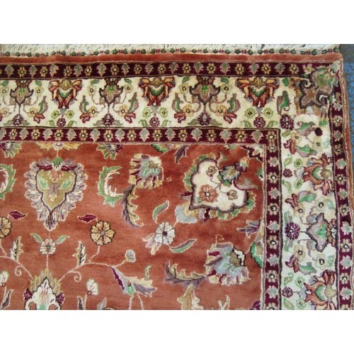 Ahmedani Exclusive Fire Flies Designed Copper Ivory Wool Silk Hand Knotted Carpet 9.7' x 6.1' Area Rug - Copper/Ivory