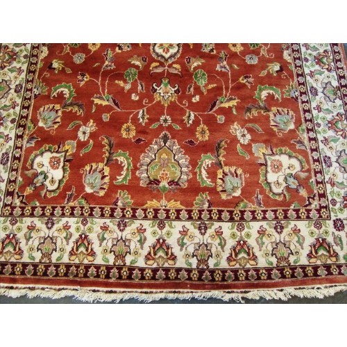 Ahmedani Exclusive Fire Flies Designed Copper Ivory Wool Silk Hand Knotted Carpet 9.7' x 6.1' Area Rug - Copper/Ivory