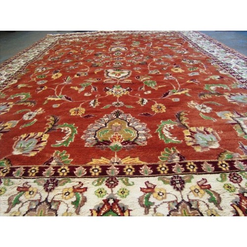 Ahmedani Exclusive Fire Flies Designed Copper Ivory Wool Silk Hand Knotted Carpet 9.7' x 6.1' Area Rug - Copper/Ivory