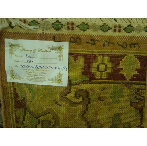 Ahmedani Exclusive Fire Flies Designed Copper Ivory Wool Silk Hand Knotted Carpet 9.7' x 6.1' Area Rug - Copper/Ivory