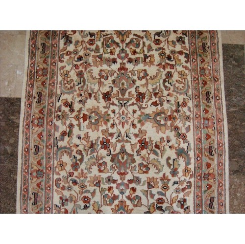 Ahmedani Awesome Ivory Flowers Allover Wool Silk Hand Knotted Carpet 5.1' x 3.0' Area Rug - Multi-Colour