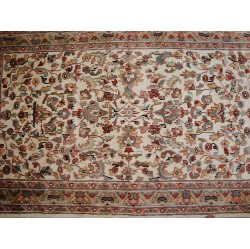 Ahmedani Awesome Ivory Flowers Allover Wool Silk Hand Knotted Carpet 5.1' x 3.0' Area Rug - Multi-Colour
