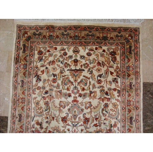 Ahmedani Awesome Ivory Flowers Allover Wool Silk Hand Knotted Carpet 5.1' x 3.0' Area Rug - Multi-Colour