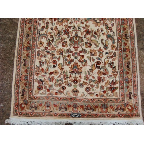 Ahmedani Awesome Ivory Flowers Allover Wool Silk Hand Knotted Carpet 5.1' x 3.0' Area Rug - Multi-Colour