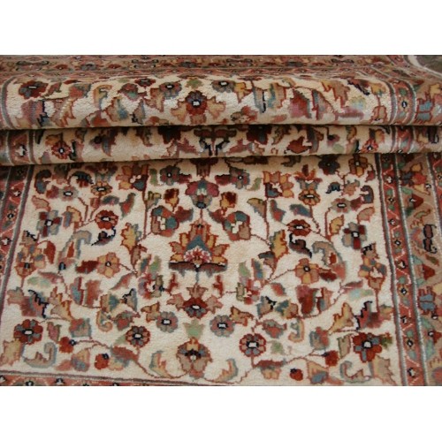 Ahmedani Awesome Ivory Flowers Allover Wool Silk Hand Knotted Carpet 5.1' x 3.0' Area Rug - Multi-Colour