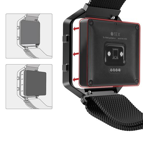 StrapsCo Stainless Steel Replacement Frame for Fitbit Blaze in Matte Black