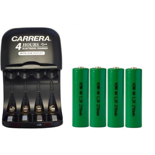 AA / AAA NiMH Smart Slim Travel Charger with USB Plug & 4-Pack AA NiMH 2700 mAh Batteries