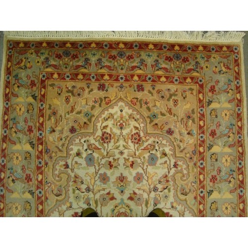 Exclusive Tree of Life Birds All Over Floral Designed Area Rugs Silk Wool Hand Knotted Carpet'