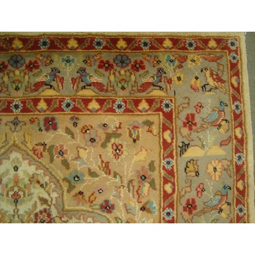 Exclusive Tree of Life Birds All Over Floral Designed Area Rugs Silk Wool Hand Knotted Carpet'