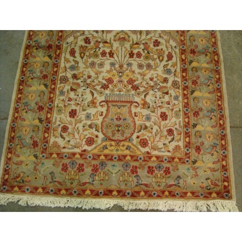 Exclusive Tree of Life Birds All Over Floral Designed Area Rugs Silk Wool Hand Knotted Carpet'