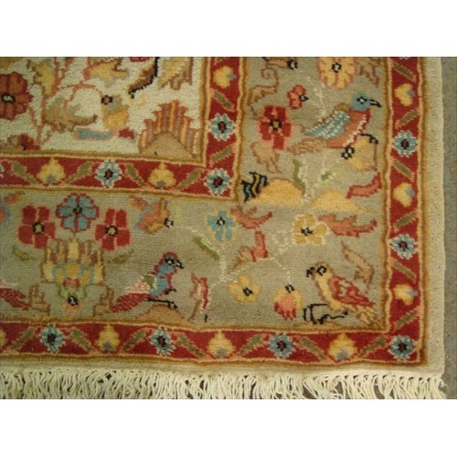 Exclusive Tree of Life Birds All Over Floral Designed Area Rugs Silk Wool Hand Knotted Carpet'