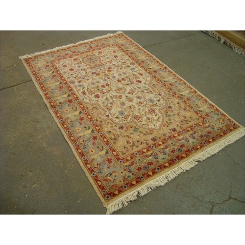 Exclusive Tree of Life Birds All Over Floral Designed Area Rugs Silk Wool Hand Knotted Carpet'