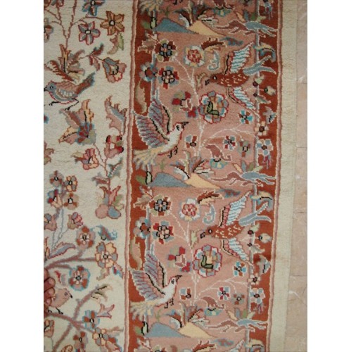 Ahmedani Excellent Tree of Life Peace Birds Wool Silk Hand Knotted Carpet 10.4' x 7.2' Area Rug - Multi-Colour